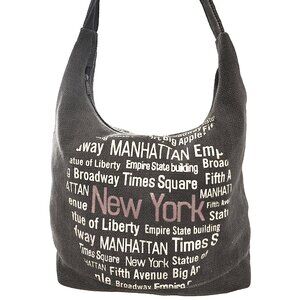 LiSa of NY Grey Canvas Shoulder Bag